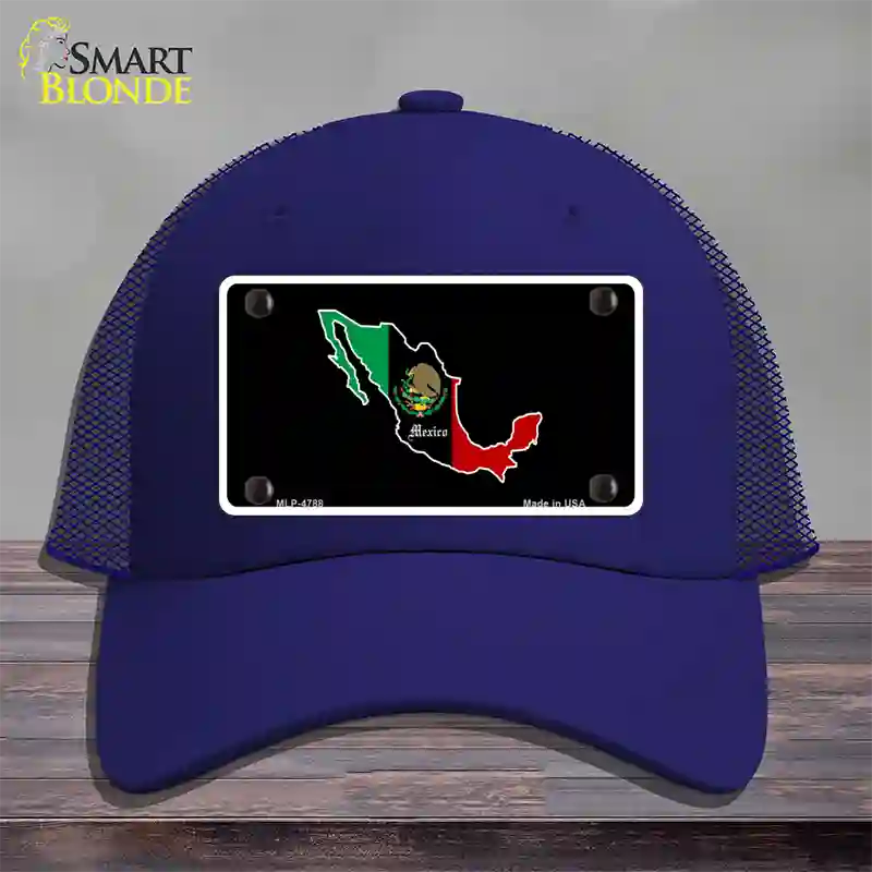 Mexico Outline Novelty License Plate Hat Mesh / Royal Blue