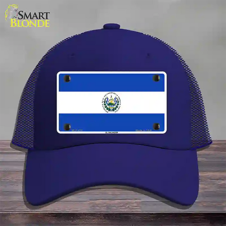 El Salvador Flag Novelty License Plate Hat Mesh / Royal Blue