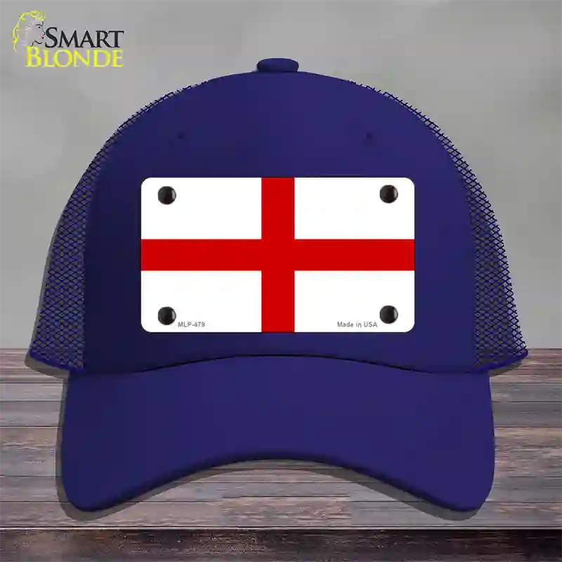 England Flag Novelty License Plate Hat Mesh / Royal Blue