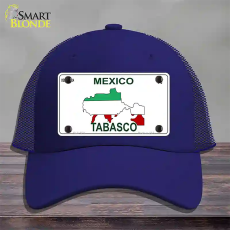 Tabasco Mexico Novelty License Plate Hat Mesh / Royal Blue