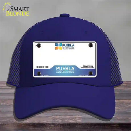 Puebla Mexico Novelty License Plate Hat Mesh / Royal Blue