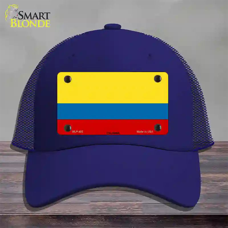 Colombia Flag Novelty License Plate Hat Mesh / Royal Blue