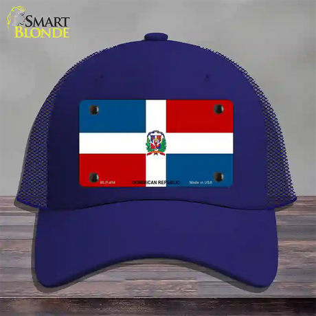 Dominican Republic Flag Novelty License Plate Hat Mesh / Royal Blue