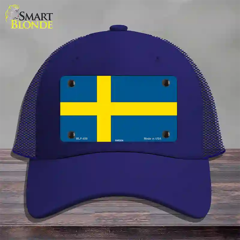 Sweden Flag Novelty License Plate Hat Mesh / Royal Blue