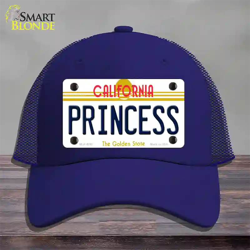 Princess California Novelty License Plate Hat Mesh / Royal Blue