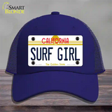 Surf Girl California Novelty License Plate Hat Mesh / Royal Blue