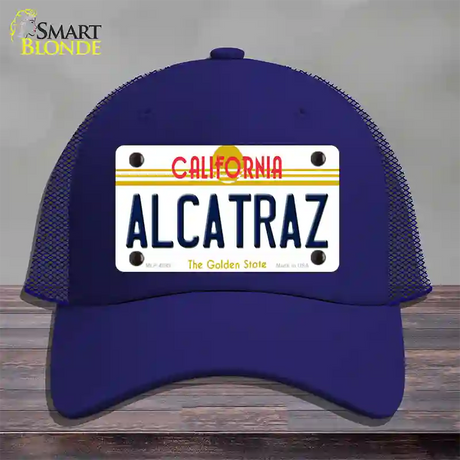 Alcatraz California Novelty License Plate Hat Mesh / Royal Blue