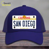 San Diego California Novelty License Plate Hat Mesh / Royal Blue