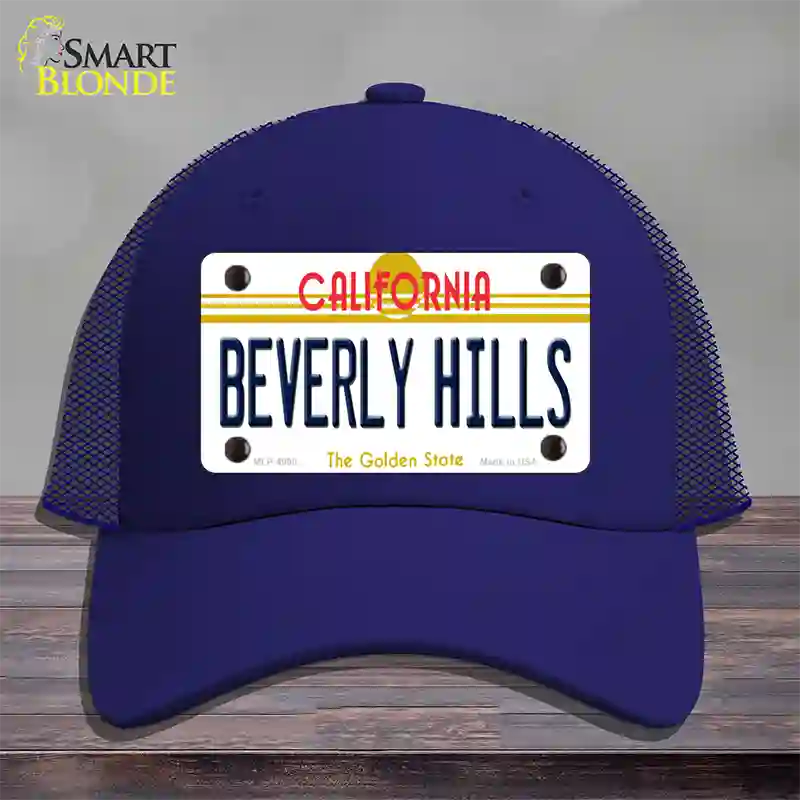 Beverly Hills California Novelty License Plate Hat Mesh / Royal Blue