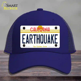 Earthquake California Novelty License Plate Hat Mesh / Royal Blue