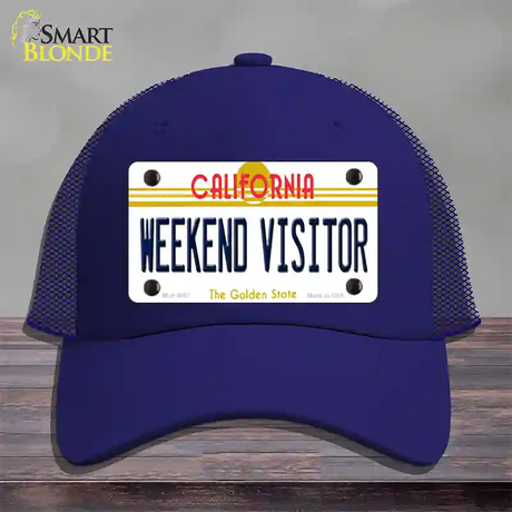 Weekend Vistor California Novelty License Plate Hat Mesh / Royal Blue