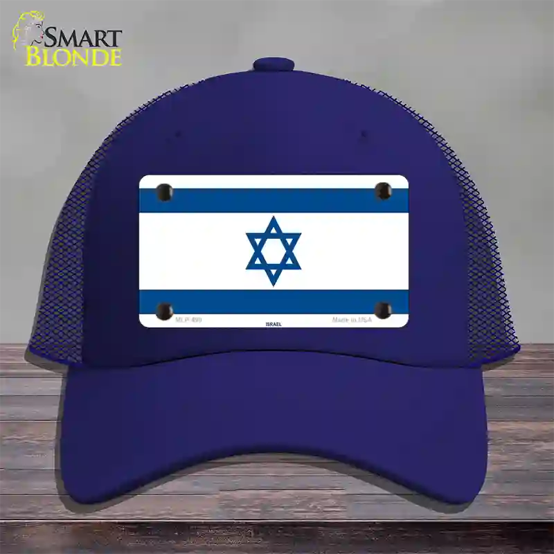 Israel Flag Novelty License Plate Hat Mesh / Royal Blue