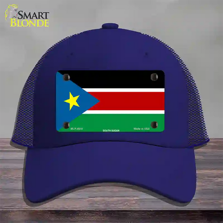 South Sudan Flag Novelty License Plate Hat Mesh / Royal Blue