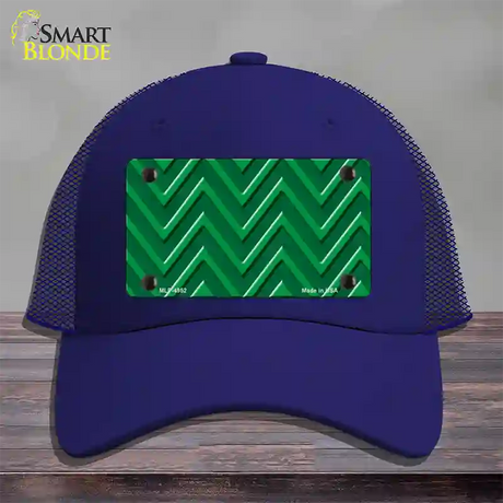 Green Light Green Large Chevron Novelty License Plate Hat Mesh / Royal Blue