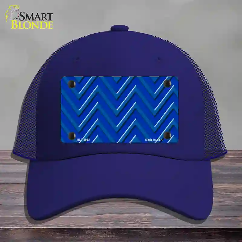 Blue Light Blue Large Chevron Novelty License Plate Hat Mesh / Royal Blue