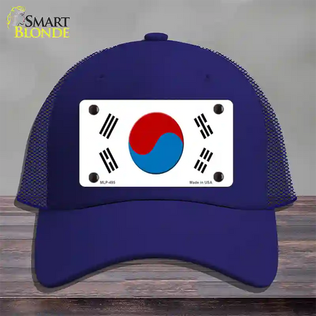 South Korea Flag Novelty License Plate Hat Mesh / Royal Blue