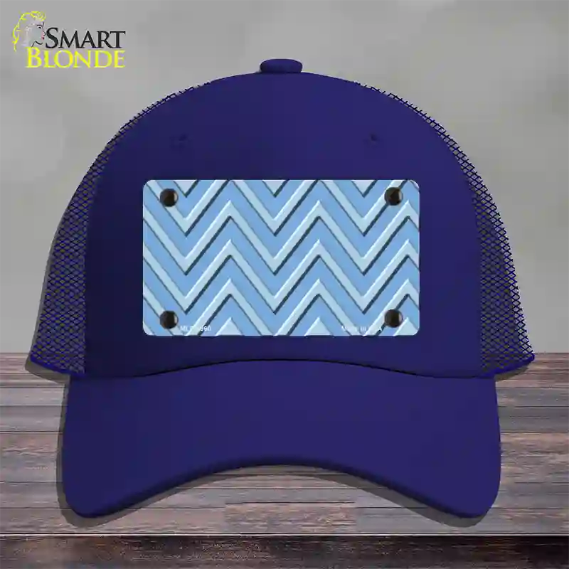 Light Blue Lighter Blue Large Chevron Novelty License Plate Hat Mesh / Royal Blue