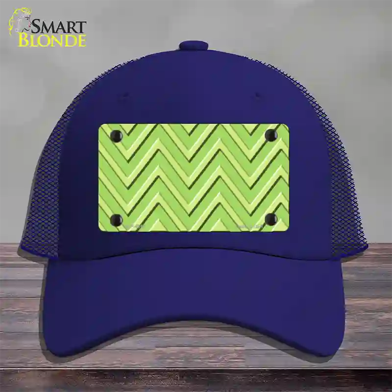 Lime Green Lighter Lime Green Large Chevron Novelty License Plate Hat Mesh / Royal Blue