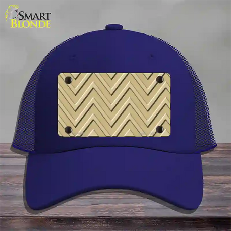 Gold Light Gold Large Chevron Novelty License Plate Hat Mesh / Royal Blue