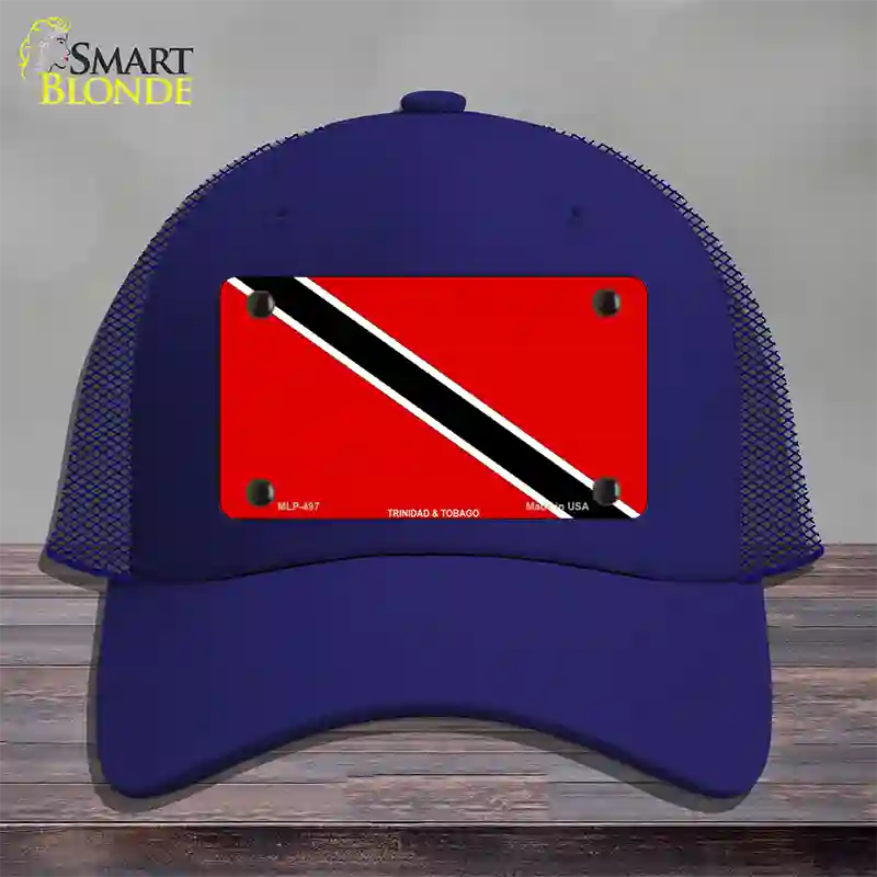 Trinidad Tobago Flag Novelty License Plate Hat Mesh / Royal Blue