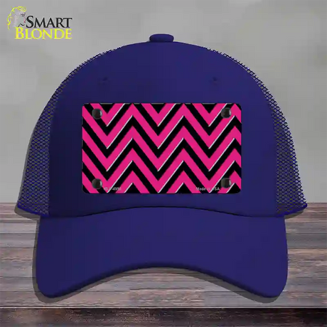 Pink Black Large Chevron Novelty License Plate Hat Mesh / Royal Blue