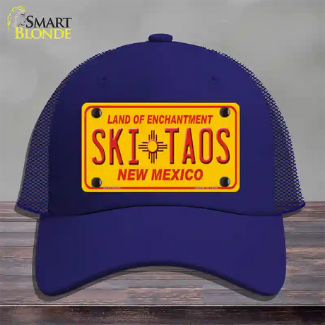 Ski Taos Yellow New Mexico Novelty License Plate Hat Mesh / Royal Blue