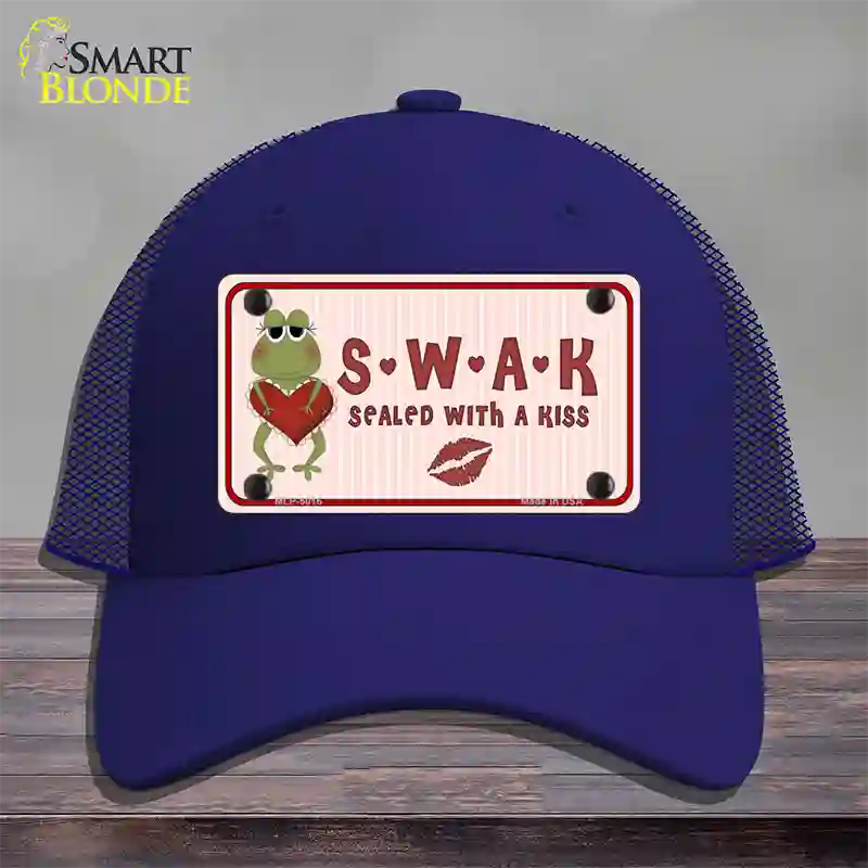 S.W.A.K. Valentine Frog Novelty License Plate Hat Mesh / Royal Blue