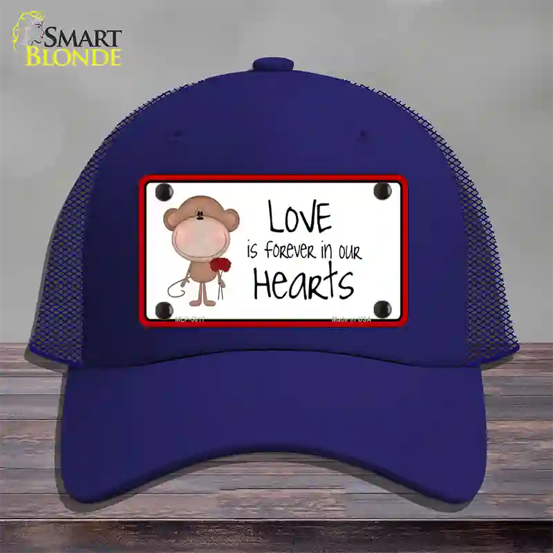 Love In Our Hearts Novelty License Plate Hat Mesh / Royal Blue