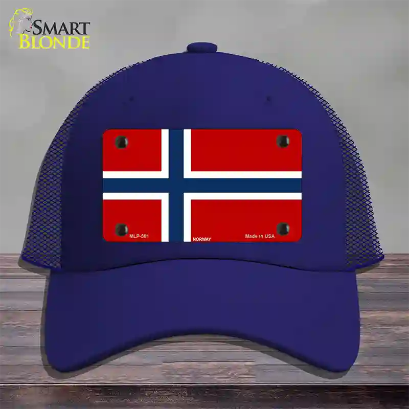 Norway Flag Novelty License Plate Hat Mesh / Royal Blue