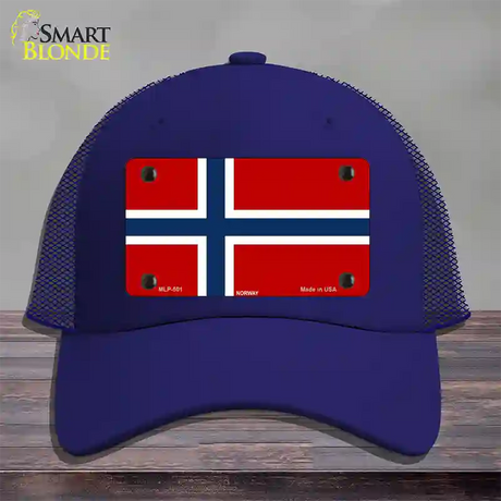 Norway Flag Novelty License Plate Hat Mesh / Royal Blue