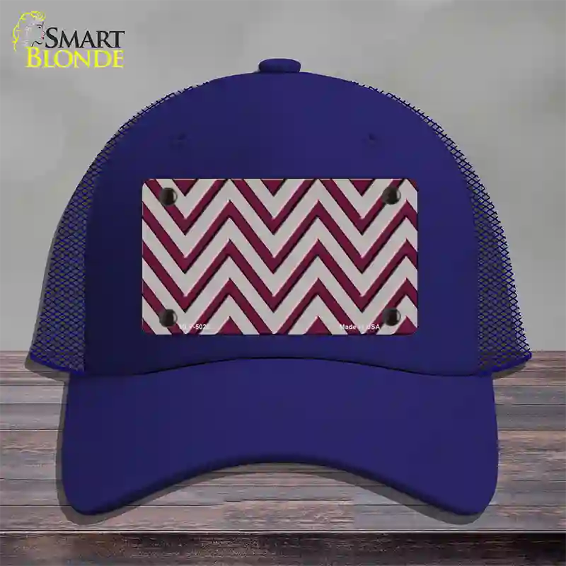 Maroon Grey Chevron Novelty License Plate Hat Mesh / Royal Blue