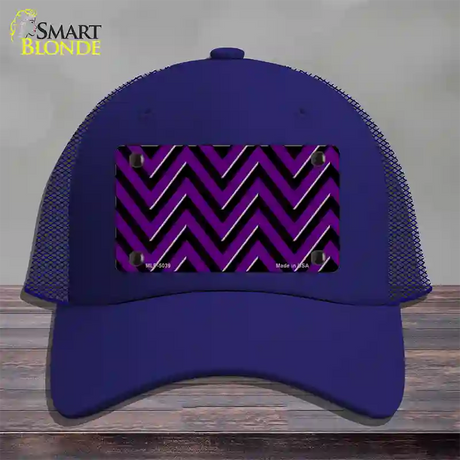 Purple Black Chevron Novelty License Plate Hat Mesh / Royal Blue