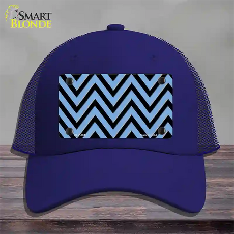 Light Blue Black Chevron Novelty License Plate Hat Mesh / Royal Blue