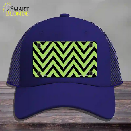 Lime Green Black Chevron Novelty License Plate Hat Mesh / Royal Blue