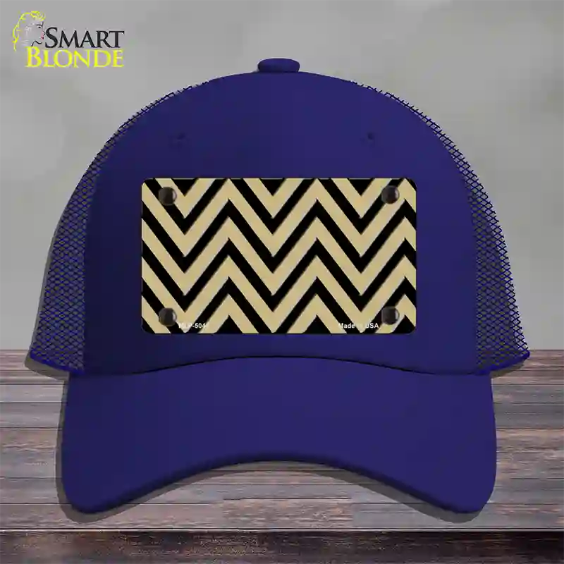 Gold Black Chevron Novelty License Plate Hat Mesh / Royal Blue