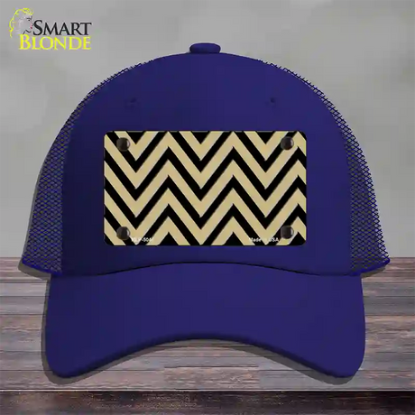 Gold Black Chevron Novelty License Plate Hat Mesh / Royal Blue