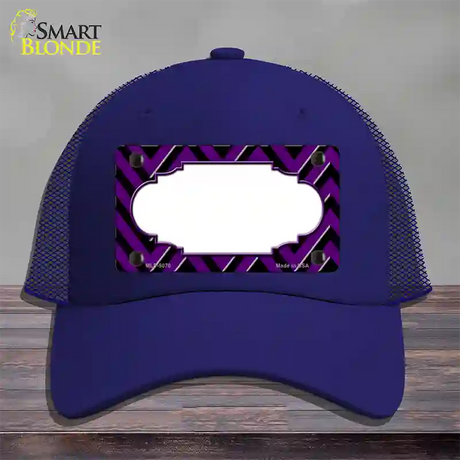 Purple Black Chevron Scallop Novelty License Plate Hat Mesh / Royal Blue