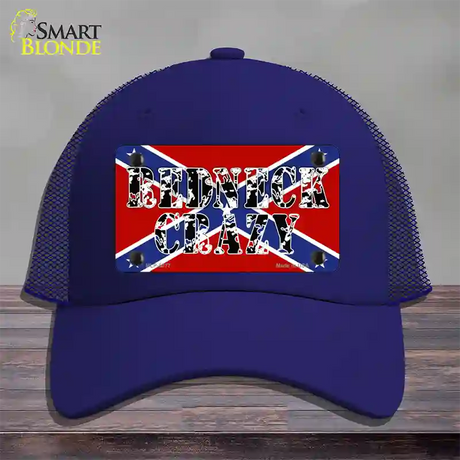 Redneck Crazy Novelty License Plate Hat Mesh / Royal Blue