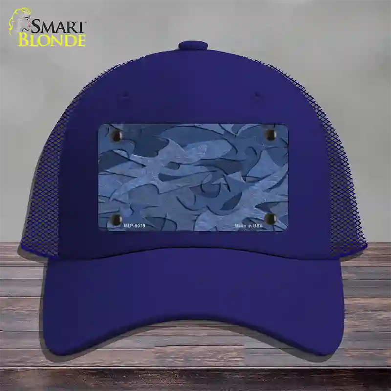 Camouflage Solid Blue Novelty License Plate Hat Mesh / Royal Blue