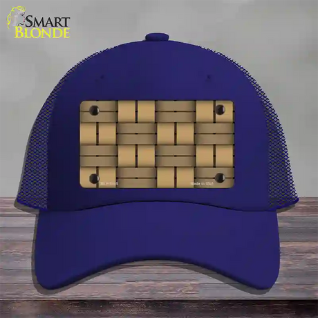 Weave Tan Novelty License Plate Hat Mesh / Royal Blue