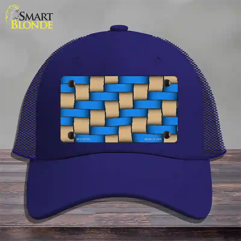 Weave Blue & Tan Novelty License Plate Hat Mesh / Royal Blue