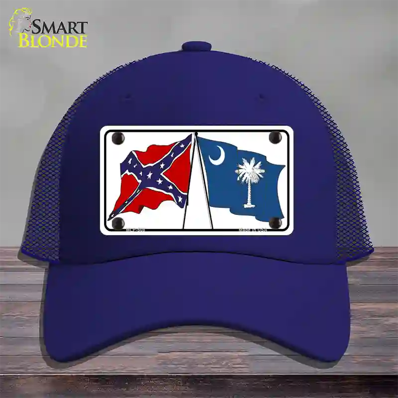 Confederate South Carolina State Flag Novelty License Plate Hat Mesh / Royal Blue