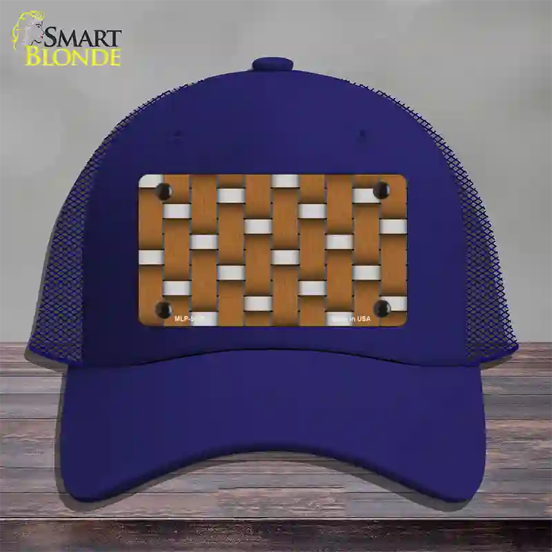 Weave Brown & Gray Novelty License Plate Hat Mesh / Royal Blue