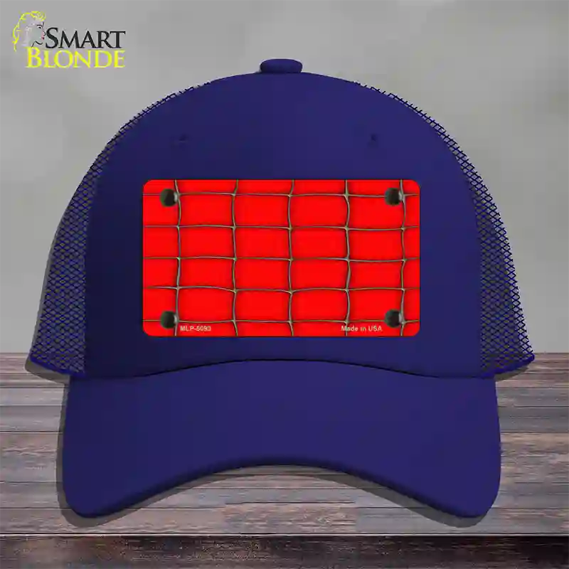 Web Red Novelty License Plate Hat Mesh / Royal Blue