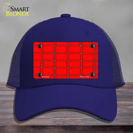 Web Red Novelty License Plate Hat Mesh / Royal Blue