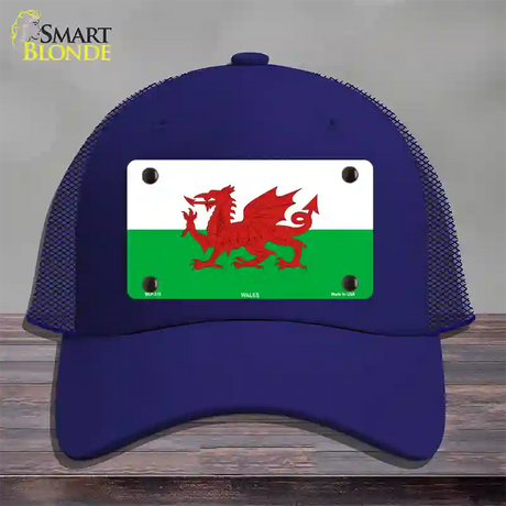 Wales Flag Novelty License Plate Hat Mesh / Royal Blue