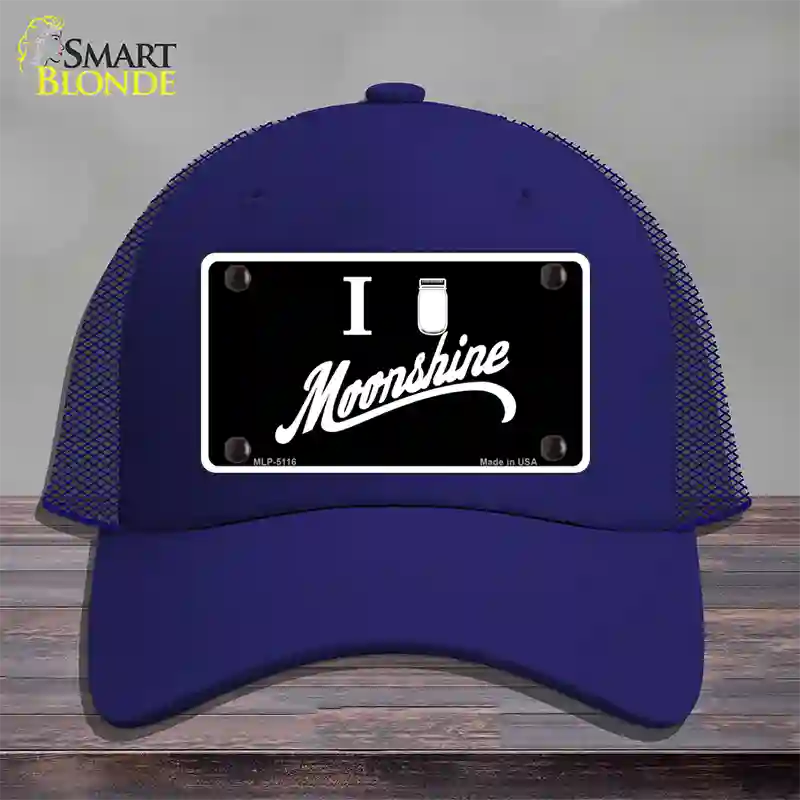 I Love Moonshine Novelty License Plate Hat Mesh / Royal Blue