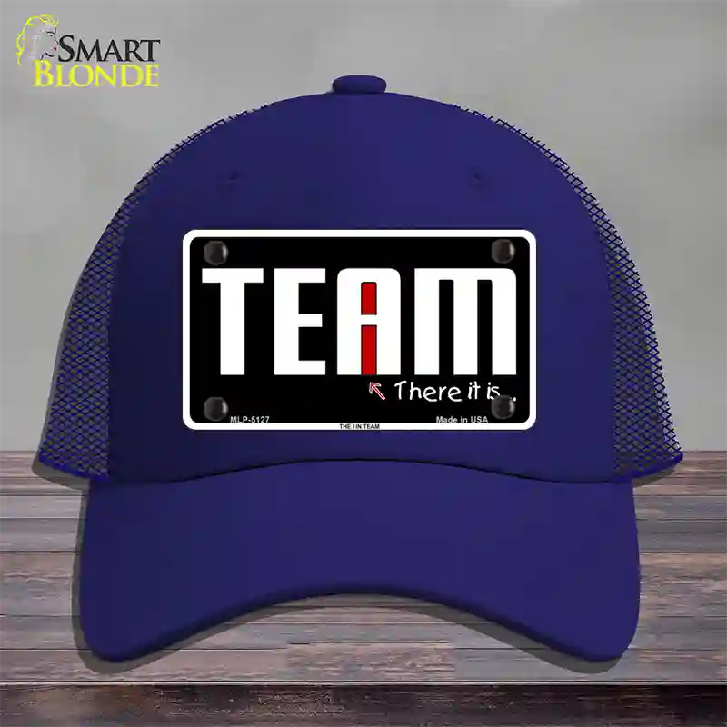 I In Team Novelty License Plate Hat Mesh / Royal Blue