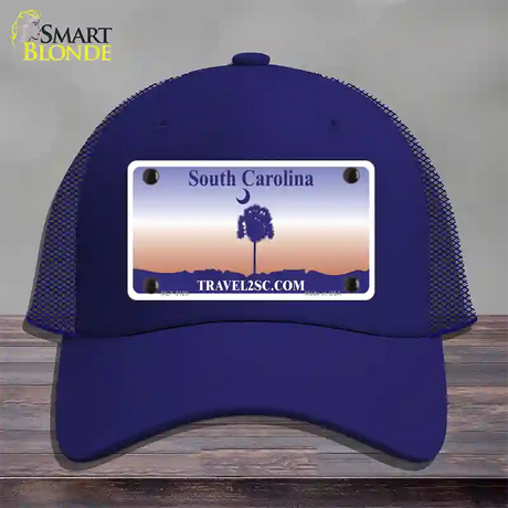 South Carolina Blank Novelty License Plate Hat Mesh / Royal Blue