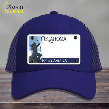 Oklahoma Native America State Blank Novelty License Plate Hat Mesh / Royal Blue